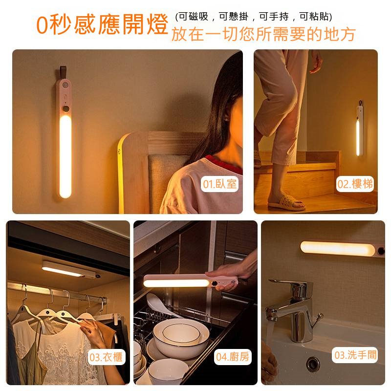 【3AbestBuy】最新款～攜帶式 LED磁吸智能無線感應燈條（免接線）